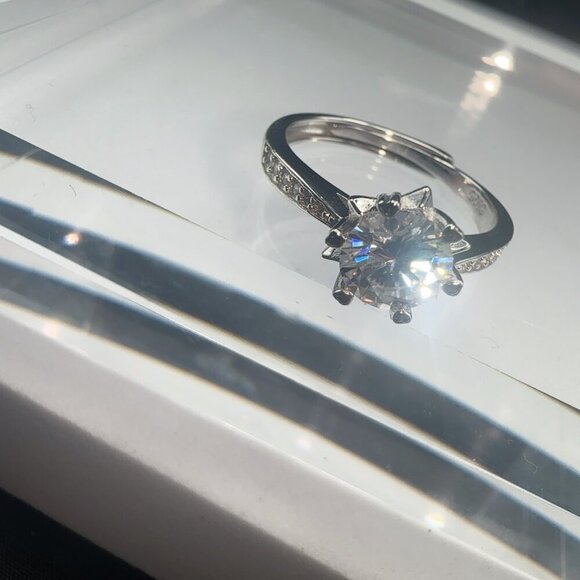 moissanite Jewelry - Custom 925 Sterling Silver Moissanite Ring Adjustable 1CT